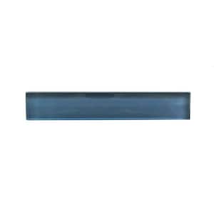 Tropical Style Rectangle 1 in. x 6 in. Glossy Blue Full Body Glass Tile Sample