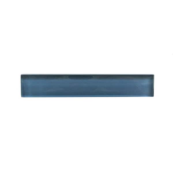 ABOLOS Tropical Style Rectangle 1 in. x 6 in. Glossy Blue Full Body Glass Tile Sample
