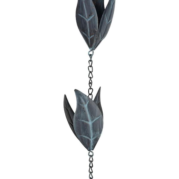 Rain Chain Decoration 8.5 ft. Leaf Shape Metal Rain Catcher for Garden Home Eaves Downspout Outdoor Scenes