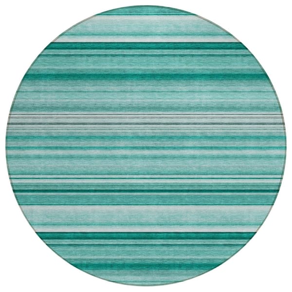 Addison Rugs Chantille ACN529 Aqua 8 ft. x 8 ft. Round Machine Washable Indoor/Outdoor Geometric Area Rug