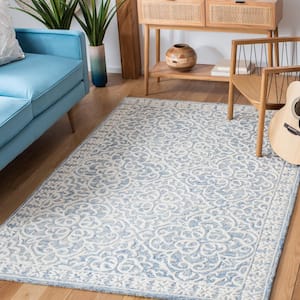 Metro Blue/Ivory 5 ft. x 8 ft. High-Low Floral Area Rug
