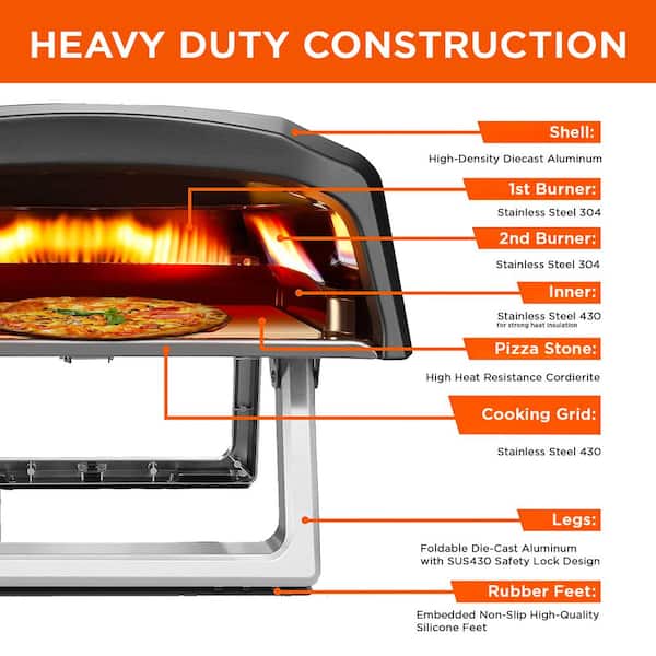 Bakebros by Foodparty Outdoor Pizza Oven (Titan Gray) Portable Gas