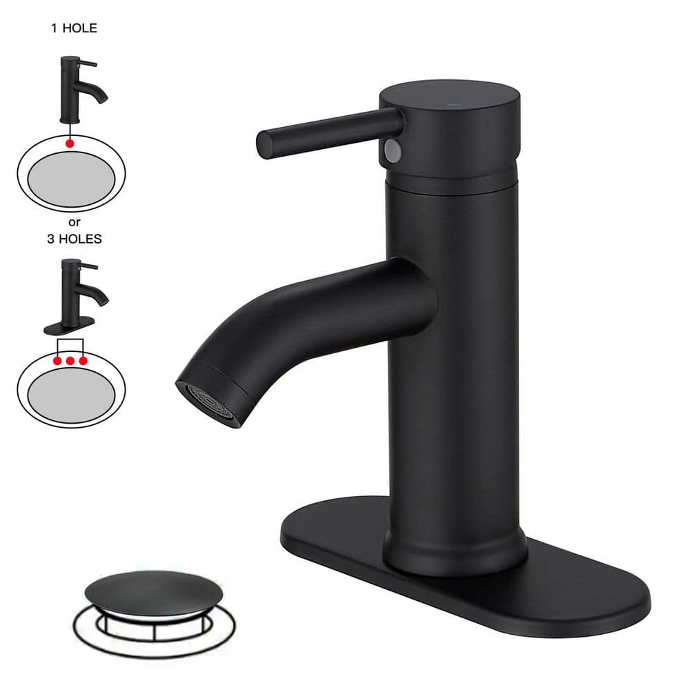 BWE Single Hole Single-Handle Bathroom Faucet With Pop Up Drain in