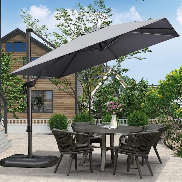 9 purple patio umbrella LEAF 9' x 6' Rectangular Outdoor Table Umbrella Aluminum Frame Market Umbrella Sun Umbrella with 8 Sturdy Ribs & Tilt for Garden Deck Lawn & Pool Light repellent fiberglass fabric team up to create super PURPLE LEAF 9 ft. x