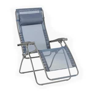R-Clip Gray Iso Relaxation Zero Gravity Steel Outdoor Lounge Recliner Chair in Blue