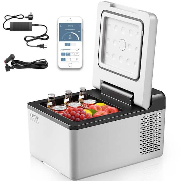 0.32 cu. ft. Outdoor Refrigerator Portable Mini Freezer -4°~68° Car Compressor Fridge Cooler with APP Control in Gray
