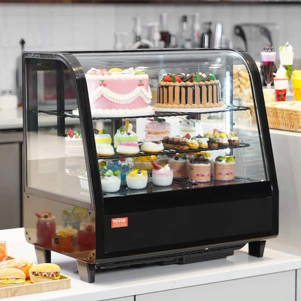 Refrigerated Display Case 3.5 cu. ft./100 l 2-Tier Countertop Pastry Display Case Commercial Display Refrigerator