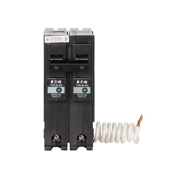 Eaton BR 50 Amp 2 Pole Circuit Breaker with Surge Protection