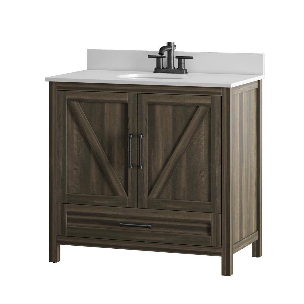 Canyon Lake Pine 36" Single Bathroom Vanity with White Stone Top