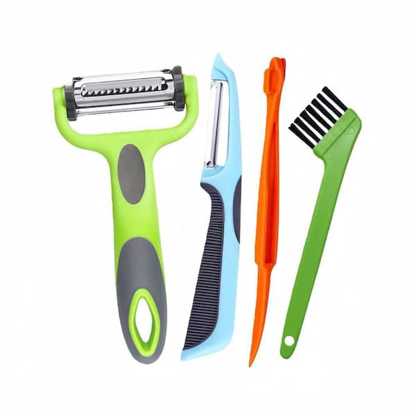 3 in 1 Blade Spin Peelers with Julienne Function for Vegetable, Fruit, Veggie, Carrot, Cucumber in Kitchen (4-Pack)