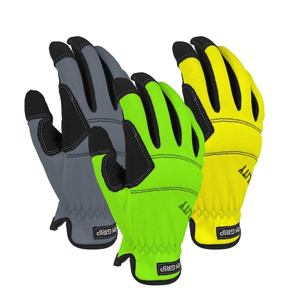 FIRM GRIP High Vis Large Utility High Performance Glove (3-Pack)