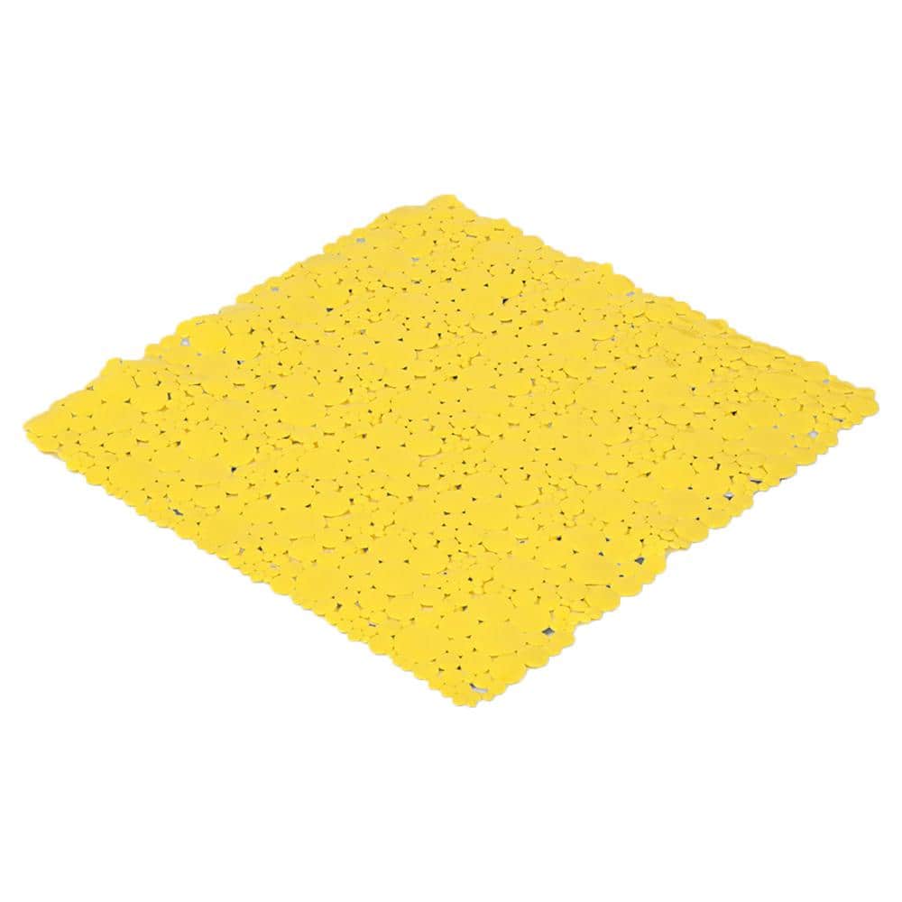 Yellow PVC Non-Slip Square Shower Mat 20" x 20"