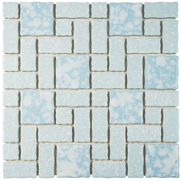 Merola Tile Academy Blue 6 in. x 6 in. Porcelain Mosaic Take Home Tile Sample