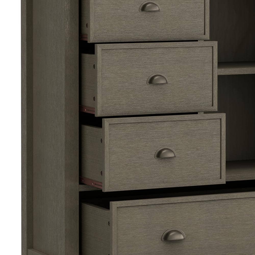 Farmhouse Grey Solid Wood Freestanding Office Storage Cabinet