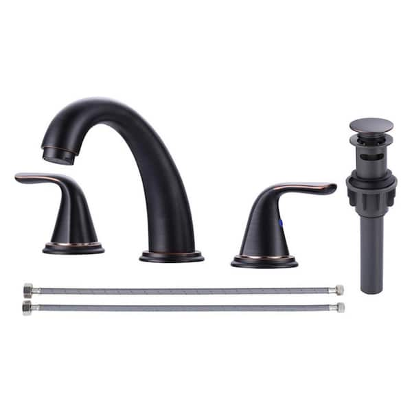 ALEASHA 8 in. Widespread Double Handle Bathroom Faucet in Oil Rubbed Bronze