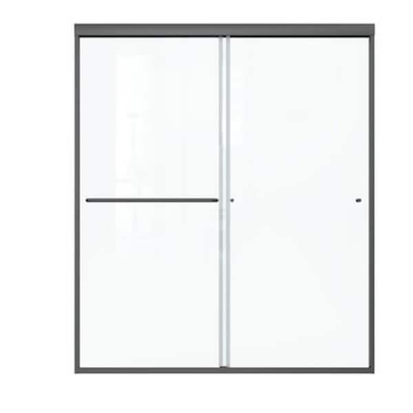 Boosicavelly 60 in. W x 70 in. H Sliding Framed Shower Door in Matte Black Finish with Tempered Glass