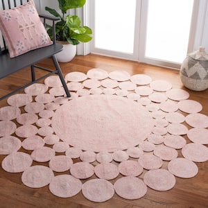 Cape Cod Pink 4 ft. x 4 ft. Braided Circles Round Area Rug