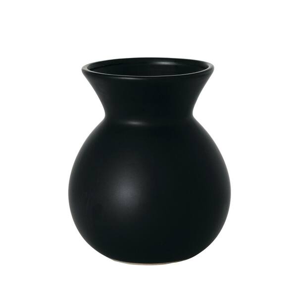 SULLIVANS 8.25 in. Matte Black Hourglass Vase, Ceramic