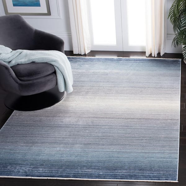 Dream 9 ft. x 12 ft. Blue/Ivory Gradient Striped Area Rug