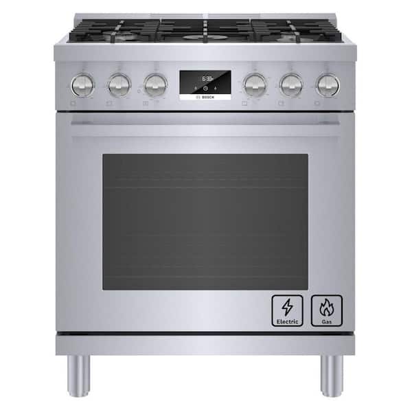 800 Series 30 in. 3.9 cu. ft. Industrial Style Dual Fuel Range with 5-Burners in Stainless Steel