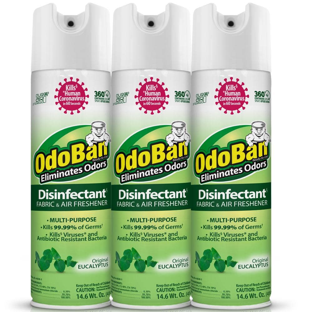 OdoBan 14.6 oz. Eucalyptus Multi-Purpose Disinfectant Spray, Odor Eliminator, Sanitizer, Fabric and Air Freshener (3-Pack)