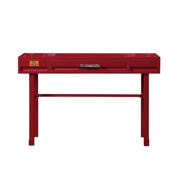 Acme Furniture 47 in. Rectangular Red 1 Drawer Writing Desks with Built-In Storage