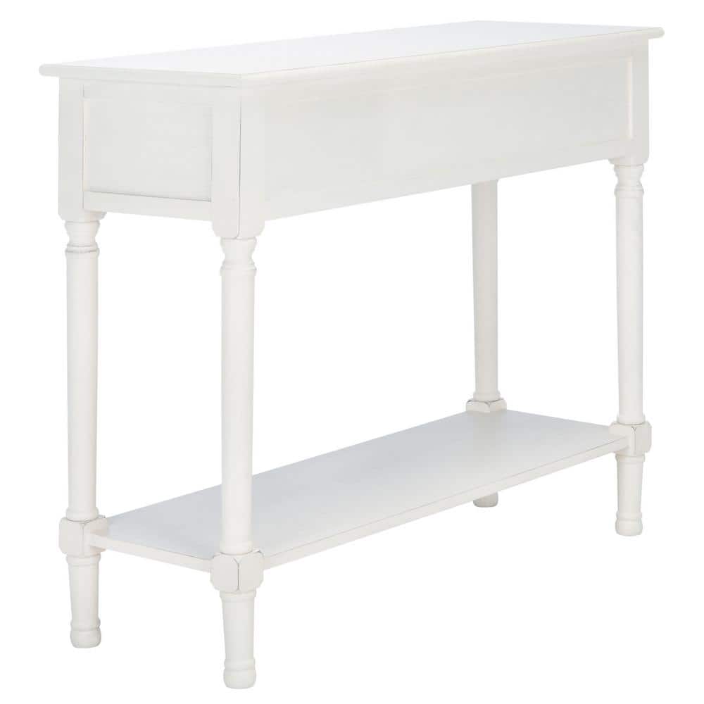 Tate Modern Farmhouse 40" White Wood & Metal Console Table with Storage