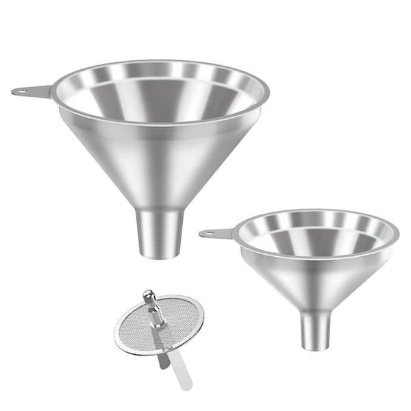 3-Piece Gold Stainless Steel Funnel Set - Narrow Spout With Side Handle For Kitchen Canning