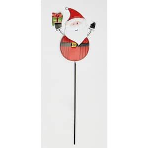 16 in. Iron Santa Christmas Holiday Outdoor Pick Yard Stake, Set of 3