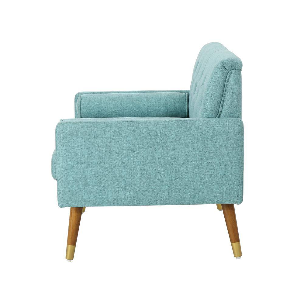 38.25" Blue Handcrafted Mid-Century Upholstered Club Chair