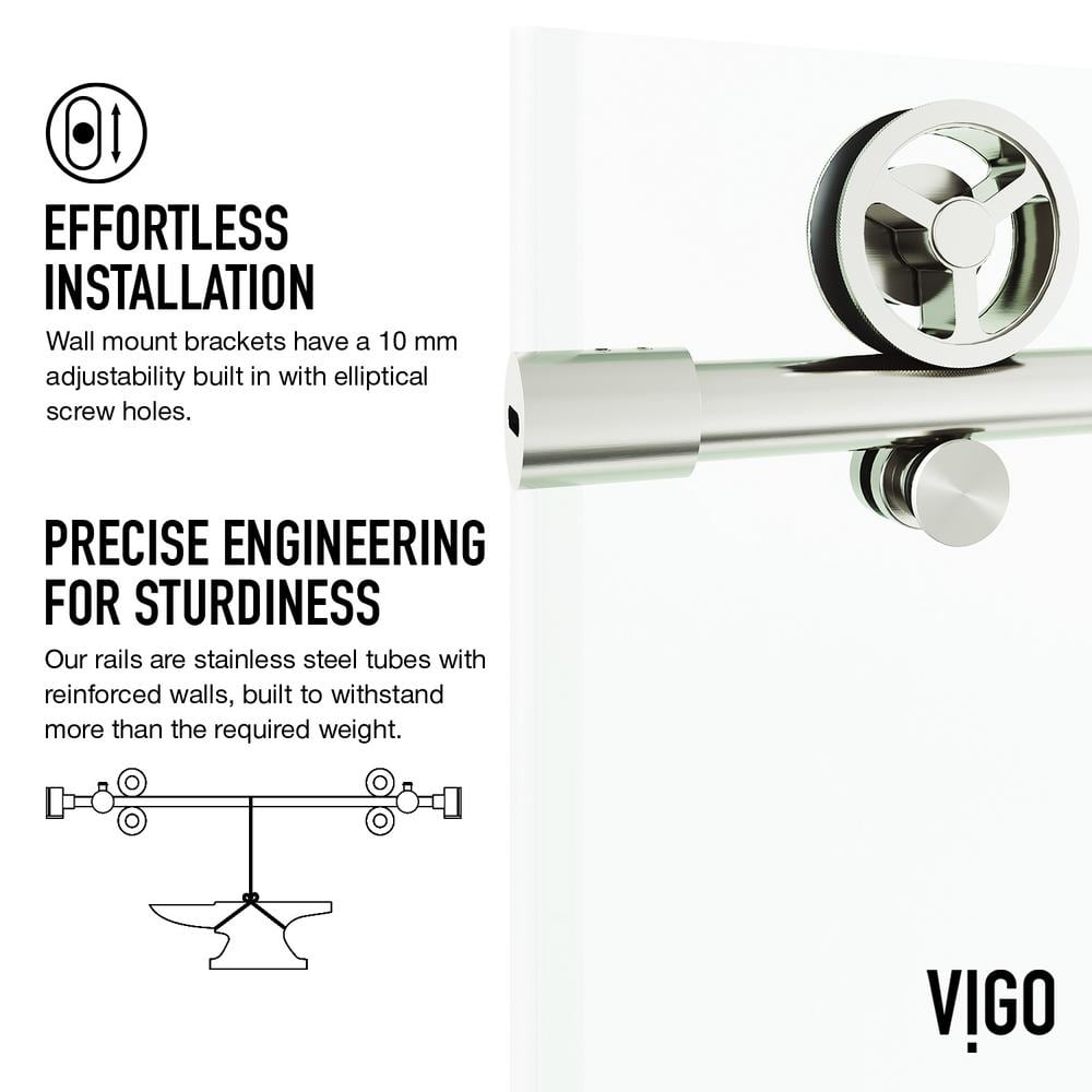 Elan Cass Stainless Steel Frameless Sliding Shower Door with Clear Glass