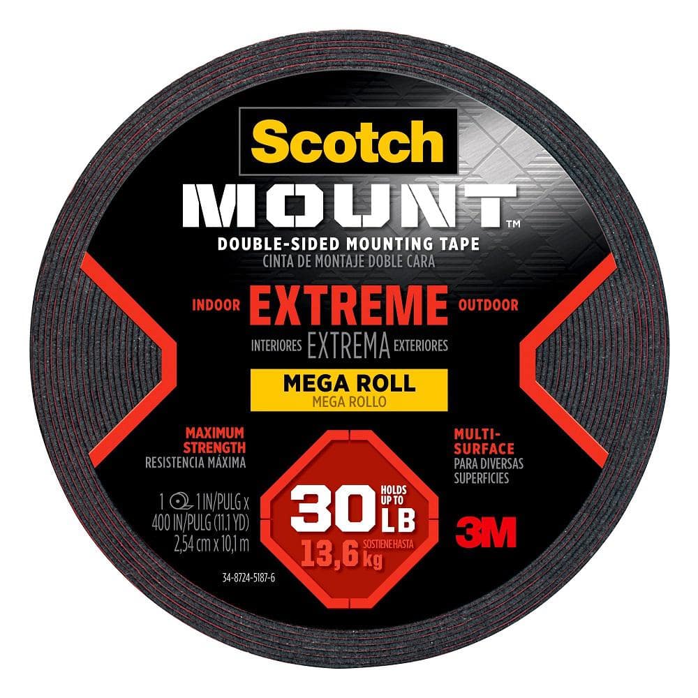 Scotch 1 in. x 1.66 yds. Permanent Double Sided Extreme Mounting Tape  414DC-SF - The Home Depot