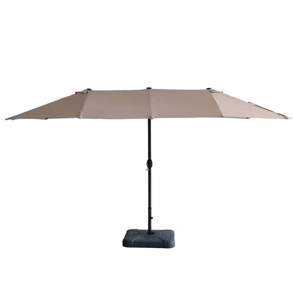 Tenleaf 15.1 ft. Steel Market DoubleSided Offset Patio Umbrella in Khaki, with Large UVProof