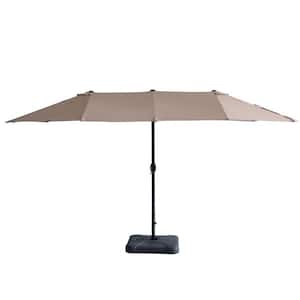 15.1 ft. Steel Market Double-Sided Offset Patio Umbrella in Khaki, with Large UV-Proof Canopy