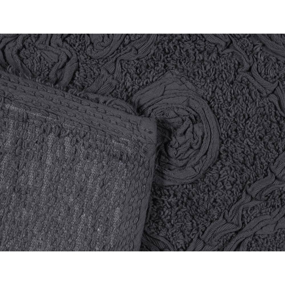 Modesto Black Cotton Tufted 3-Piece Bath Rug Set