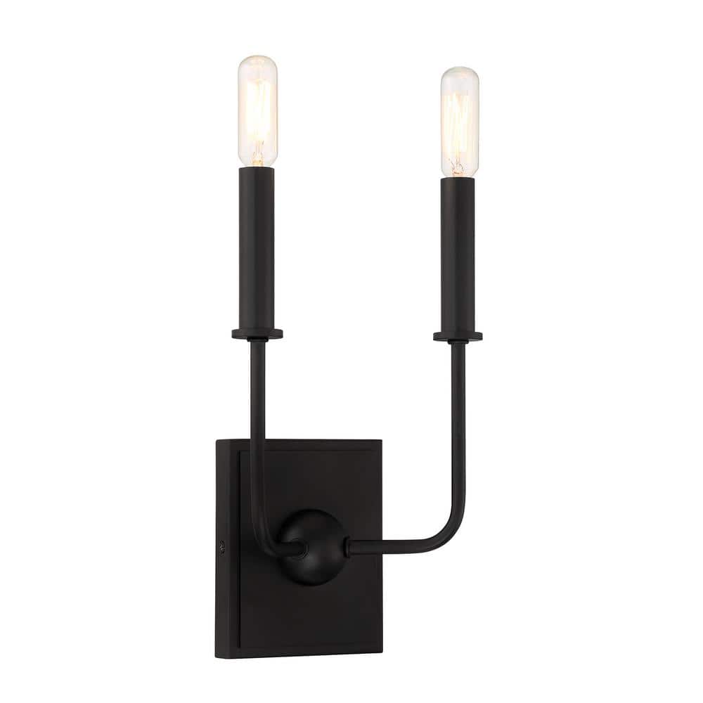 Matte Black 2-Light Dimmable Wall Sconce