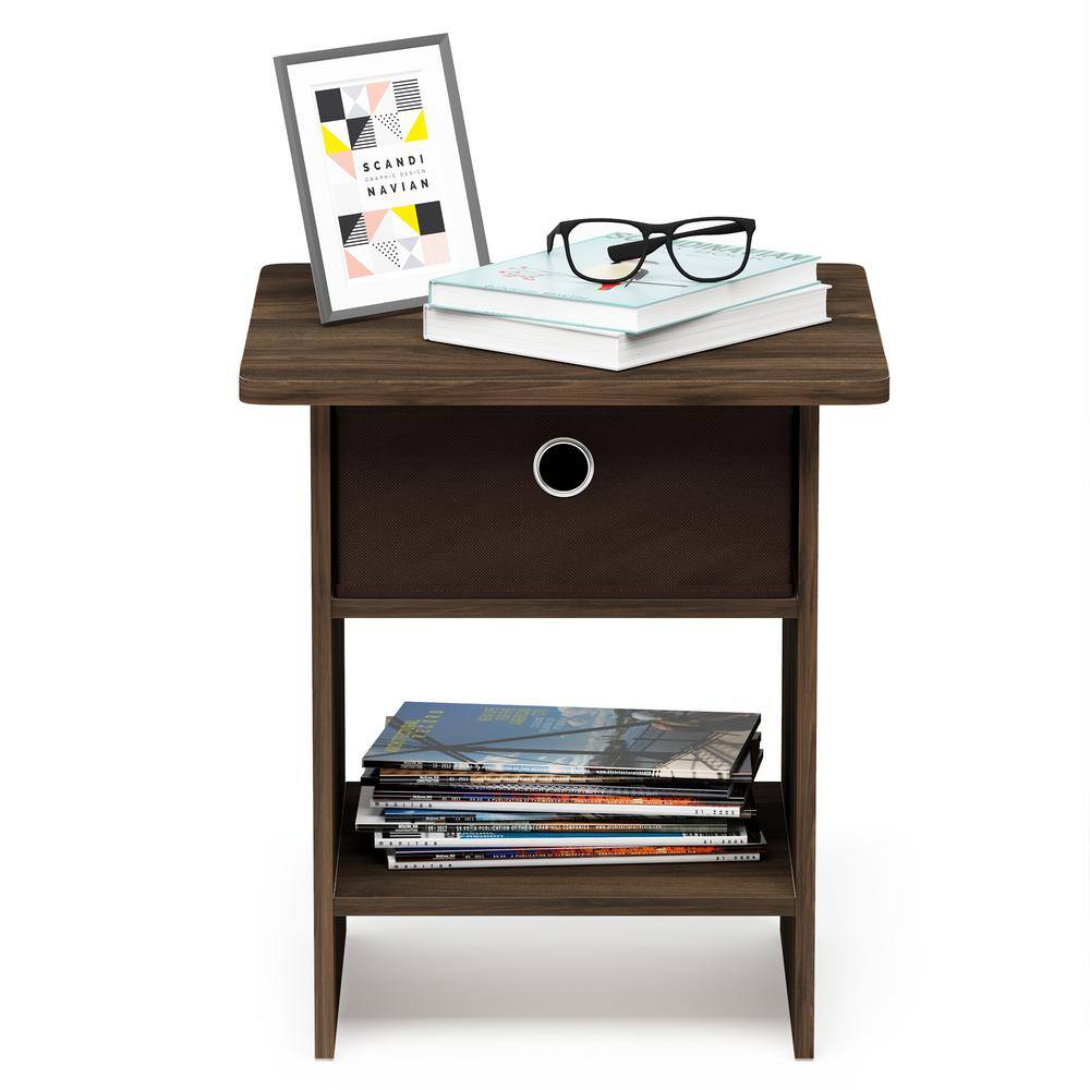 Columbia Walnut Square Wood End Table with Storage
