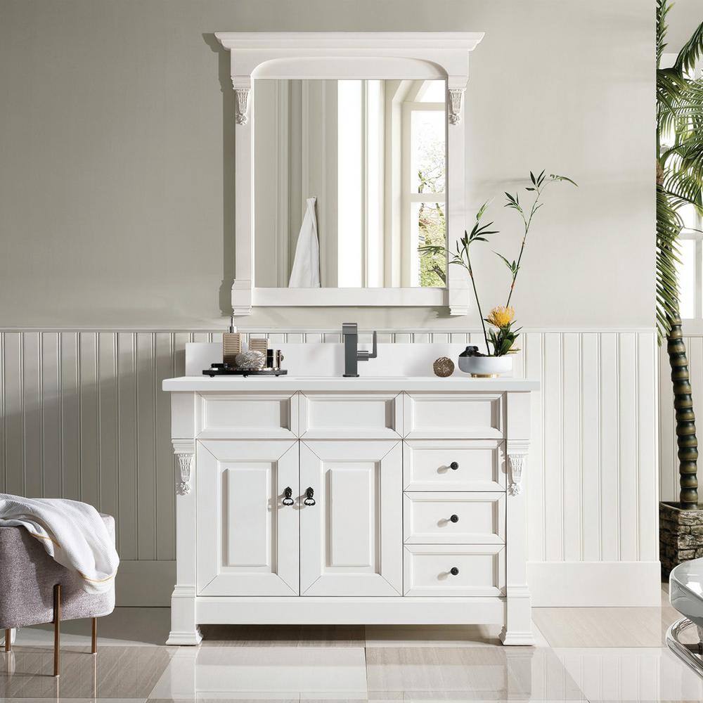 Bright White MDF Traditional Freestanding Single Vanity