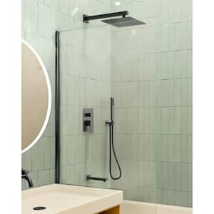 Pressure Balance 3-Spray Wall Mount 10 in. Fixed and Handheld Shower Head 2.5 GPM in Matte Black