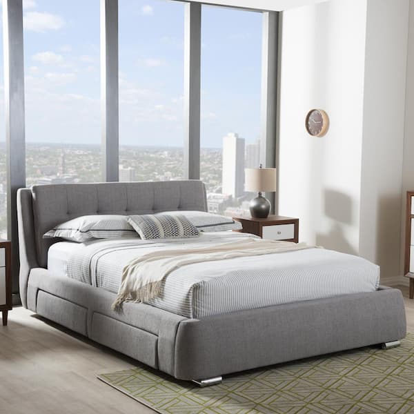 Baxton Studio Camile Gray King Upholstered Bed 28862 7119 HD The