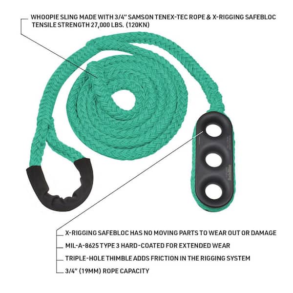 ROPE LOGIC 3/4 in. x 3-5 ft. Tenex Whoope Sling with X-Rigging
