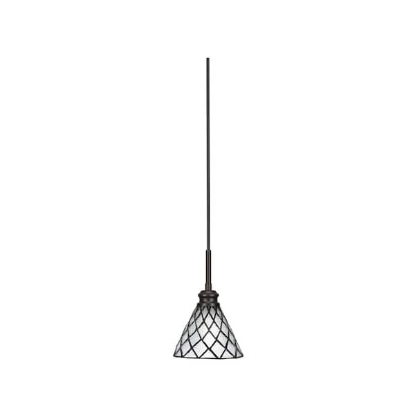 Unbranded Albany 60-Watt 1-Light Espresso Pendant Mini Pendant Light Diamond Ice Art Glass and Light Bulb Not Included