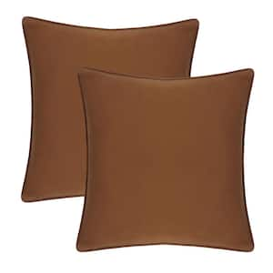 A1HC Burnt Caramel Velvet Decorative Pillow Cover Pack of 2, 20 in. x 20 in. Hidden YKK Zipper, Throw Pillow Covers Only