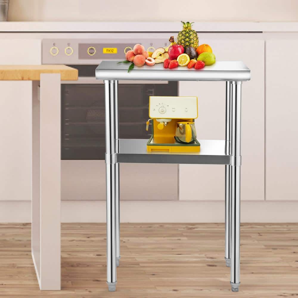 VEVOR 36" Stainless Steel Prep Table with Adjustable Undershelf