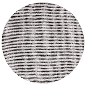 Abstract Black/Ivory 6 ft. x 6 ft. Striped Round Area Rug