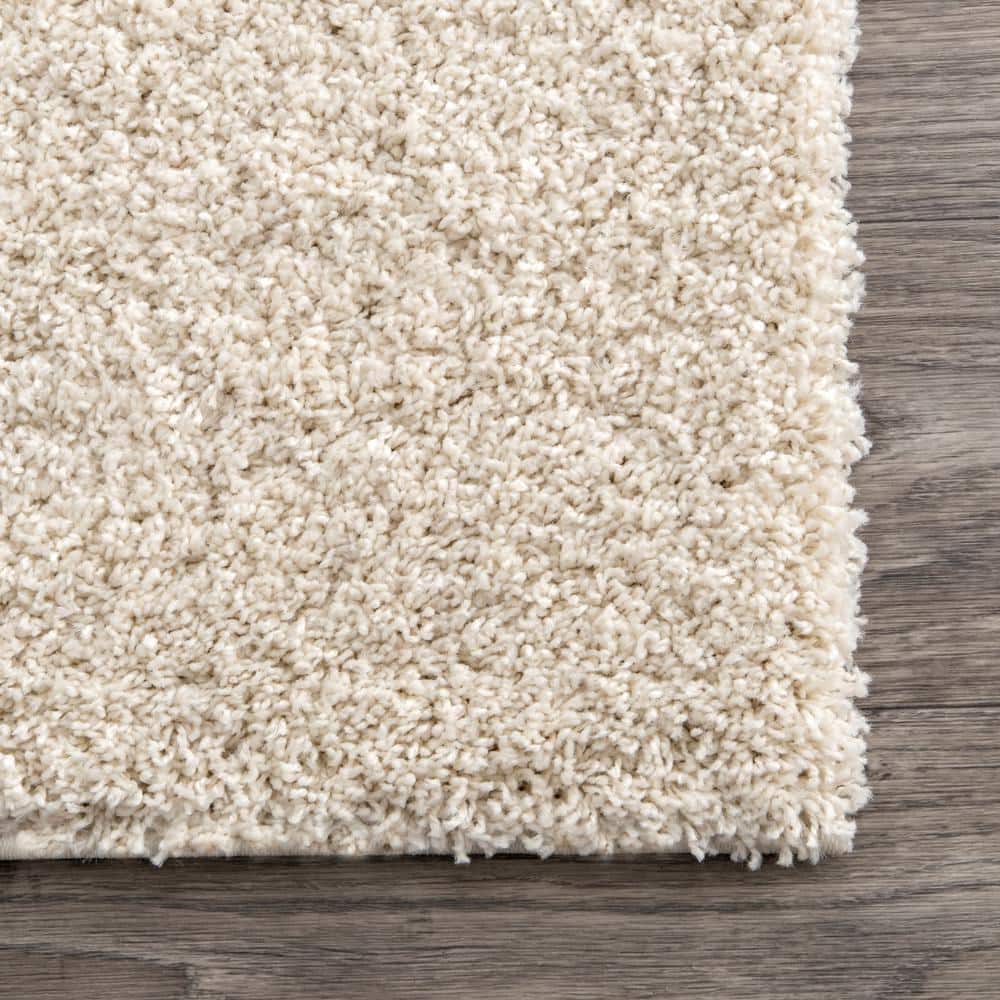 Elysian Cream Round Shag Area Rug with Abstract Design
