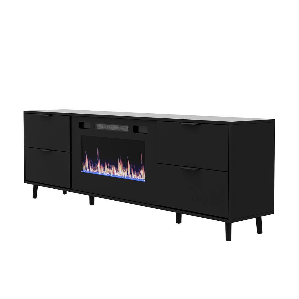 FUFU&GAGA 70.8 in. W Electric Fireplace TV Stand Entertainment Center Media Console in Black