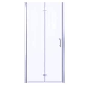 36 in. W x 72 in. H Bifold Semi-Frameless Shower Door in Chrome Finish with Clear Glass