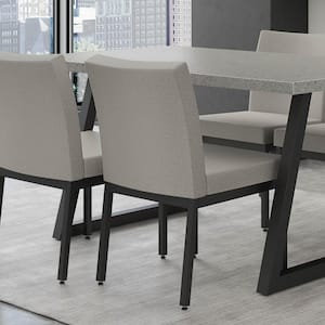 Perry Grey and Beige Polyurethane / Black Metal Dining Chair (Set of 2)