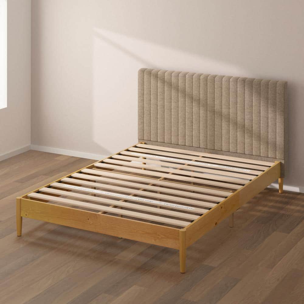 Amelia Queen Wood Platform Bed with Upholstered Tufted Headboard